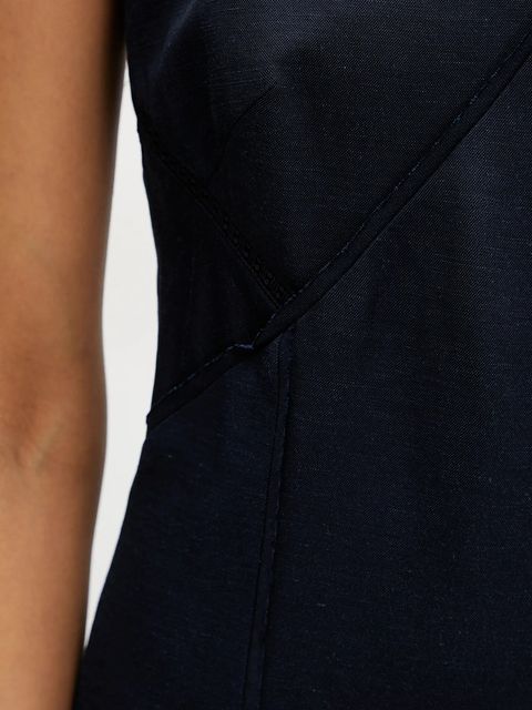 BOSS sukienka z domieszką lnu