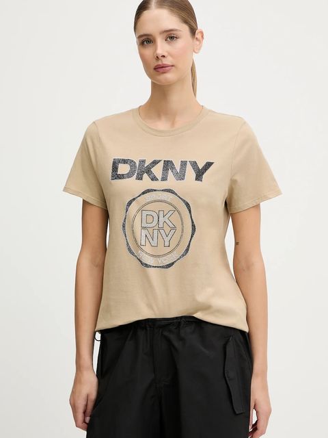 Dkny t-shirt bawełniany damski kolor beżowy DP5T1366 - zdjęcie produktu nr 1