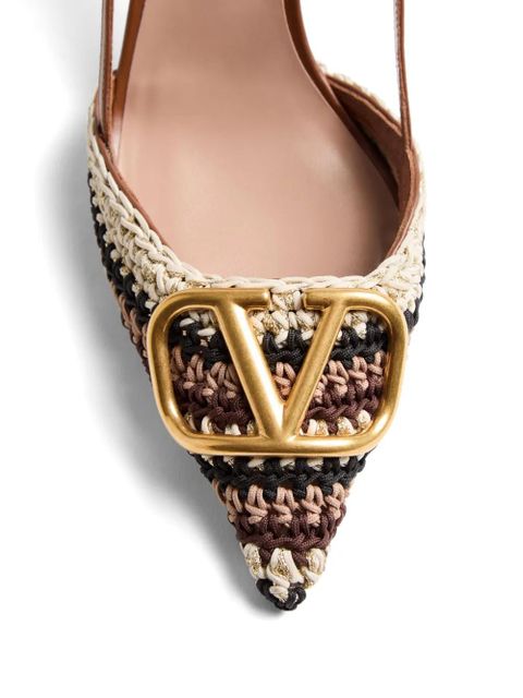 Valentino Garavani 80mm VLogo Signature slingback pumps - Neutrals