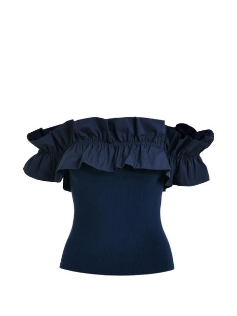 Essentiel Antwerp ruffled-neck off-shoulder top - Blue - zdjęcie produktu nr 1