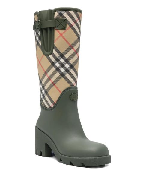 Burberry Marsh check-pattern block-heel boots - Green - zdjęcie produktu nr 2