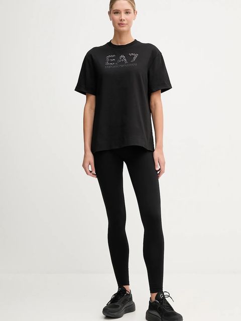 EA7 Emporio Armani legginsy damskie kolor czarny z nadrukiem AF12484.7W000539
