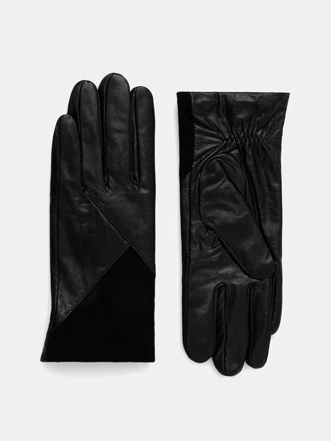 Morgan rękawiczki skórzane damskie kolor czarny 5GUY - zdjęcie produktu nr 1