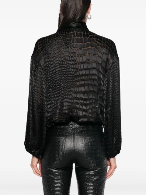 Blumarine devoré criss-cross blouse - Black