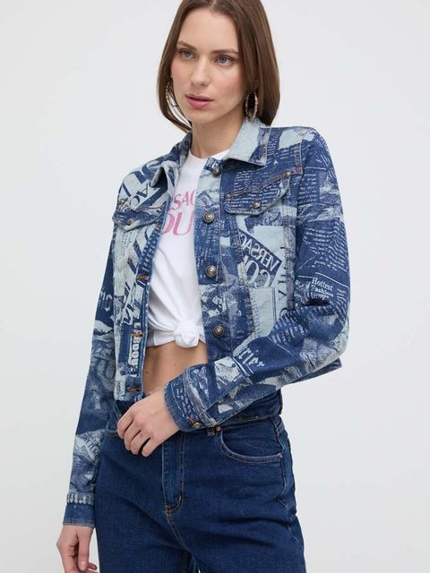 Versace Jeans Couture kurtka jeansowa damska kolor granatowy przejściowa 76HAS43C DW074SS0