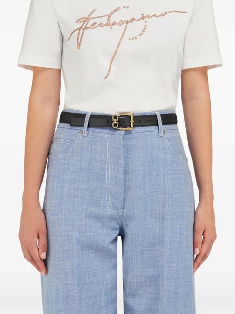 Ferragamo Gancini-plaque belt - Black