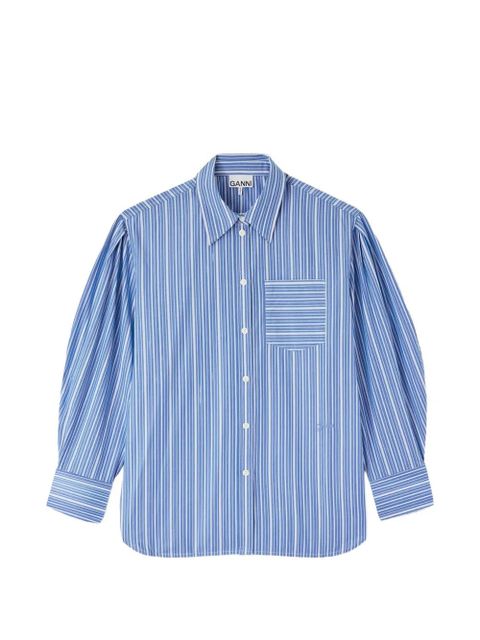 GANNI striped balloon-sleeve shirt - Blue - zdjęcie produktu nr 1