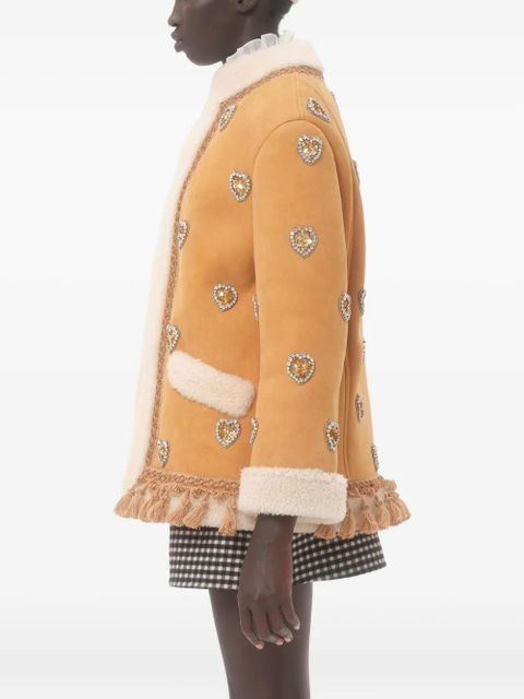 Valentino Garavani embroidered leather jacket - Neutrals