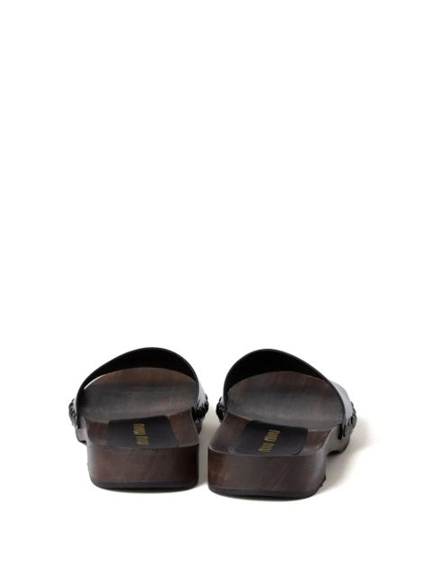 Miu Miu leather slides - Black