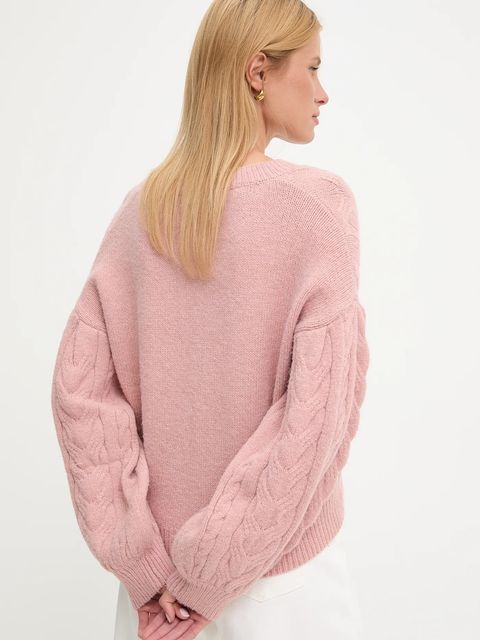 Answear.LAB sweter z wełną damski kolor różowy ciepły