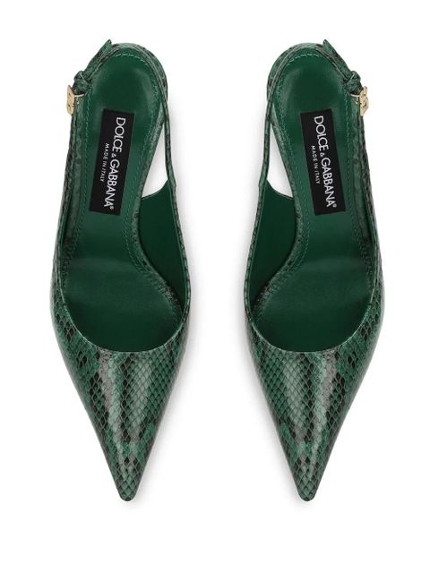 Dolce & Gabbana 90mm Lollo snakeskin-effect slingback pumps - Green
