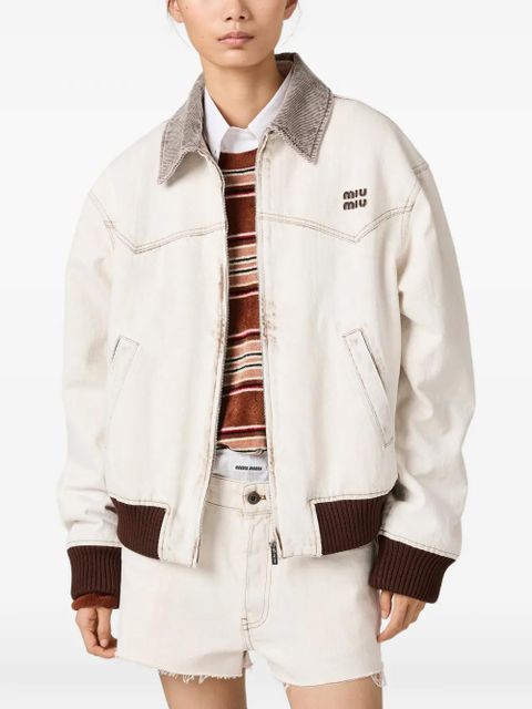 Miu Miu zip-up oversized jacket - Neutrals