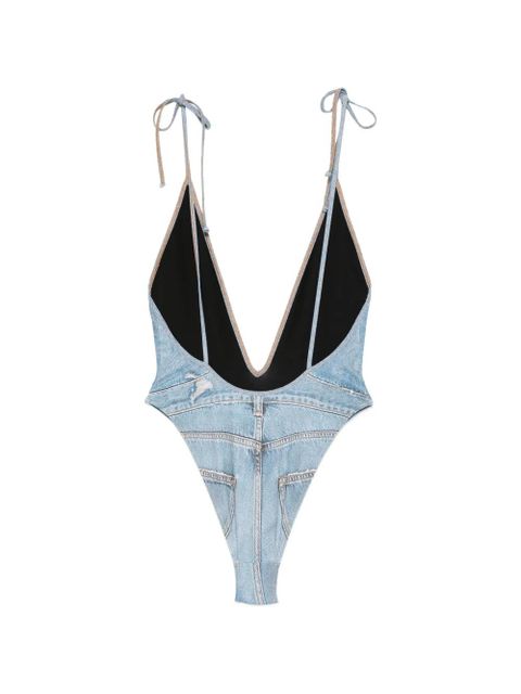 Diesel tie-strap printed swimsuit - Blue