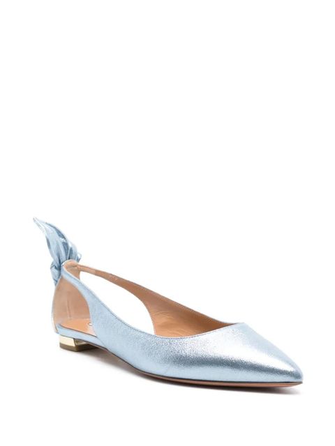 Aquazzura Bow Tie leather ballerinas - Blue