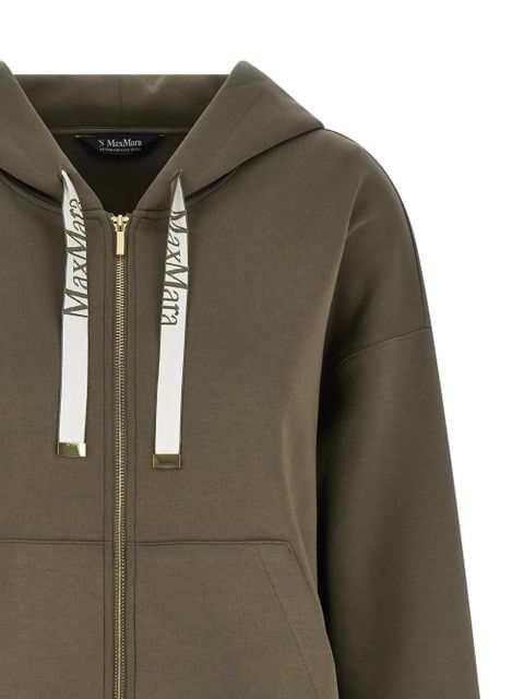 Max Mara SmmJour front zip cotton hoodie - Green
