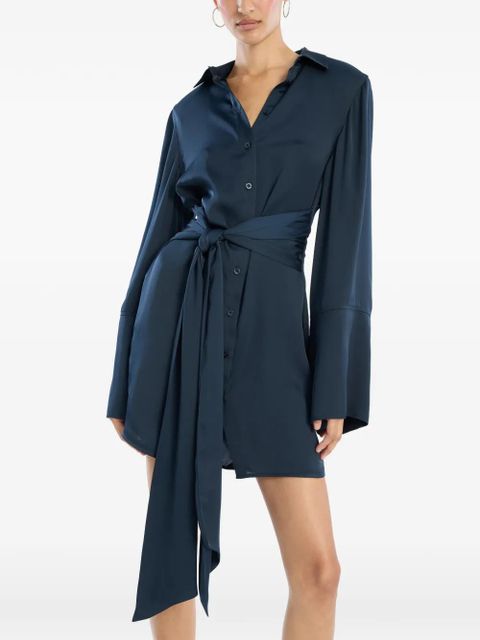 ROTATE BIRGER CHRISTENSEN satin-tie mini shirt dress - Blue