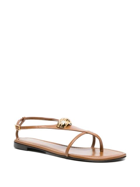Giuseppe Zanotti T-strap leather flat sandals - Brown - zdjęcie produktu nr 2