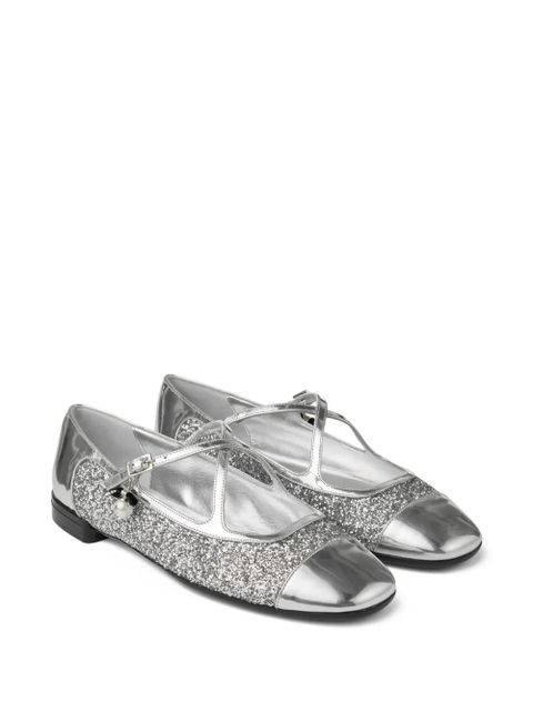 Jimmy Choo Eleri glitter-leather ballet flats - Silver - zdjęcie produktu nr 2