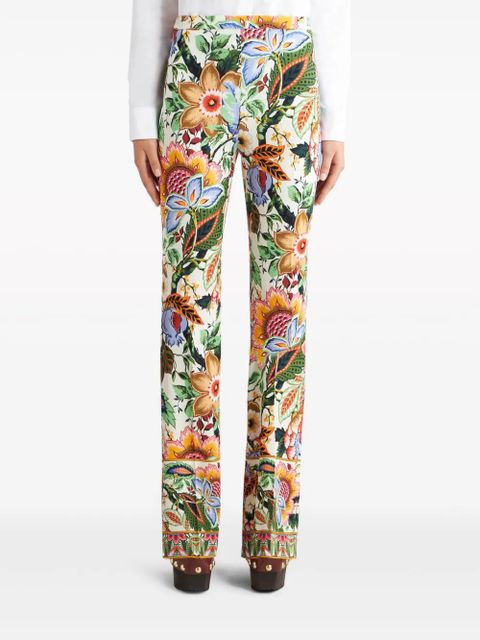 ETRO floral-print straight-leg trousers - White