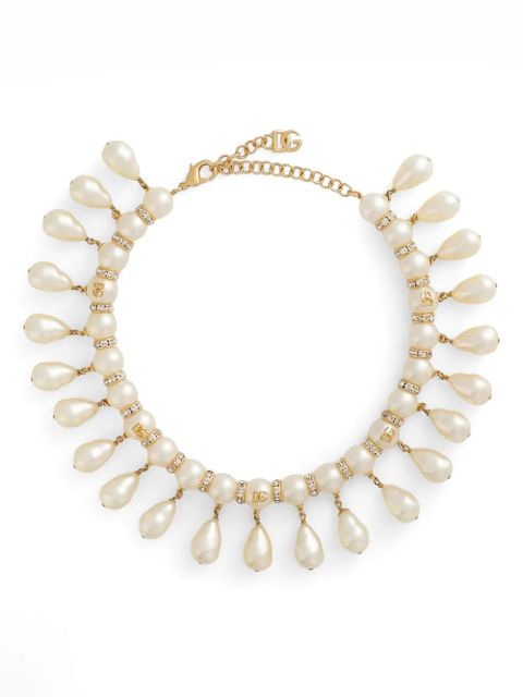 Dolce & Gabbana logo-embellished pearl necklace - Gold - zdjęcie produktu nr 1