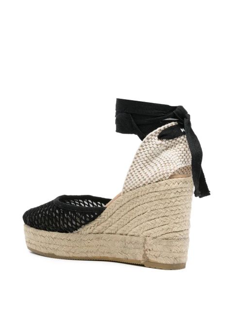 Manebi wrap-tie mesh espadrilles - Black