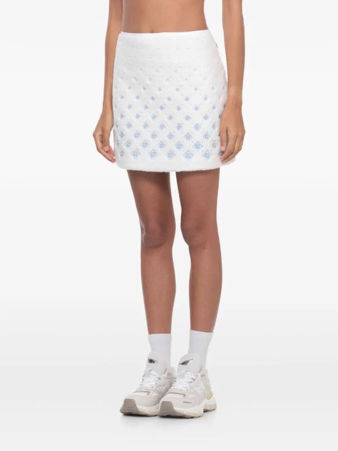 Casablanca floral-motif A-line skirt - White