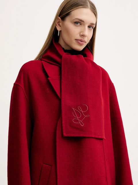 Liu Jo płaszcz z wełną kolor bordowy MF5025 T4627