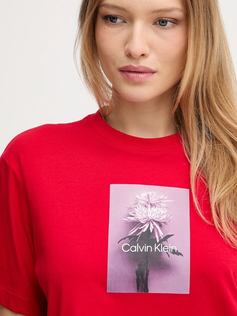 Calvin Klein Jeans t-shirt bawełniany damski kolor czerwony LV047D880G