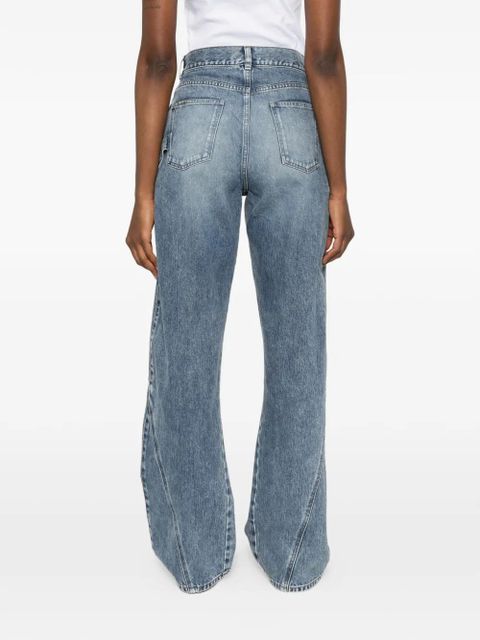 JW Anderson twisted-effect logo-patch jeans - Blue