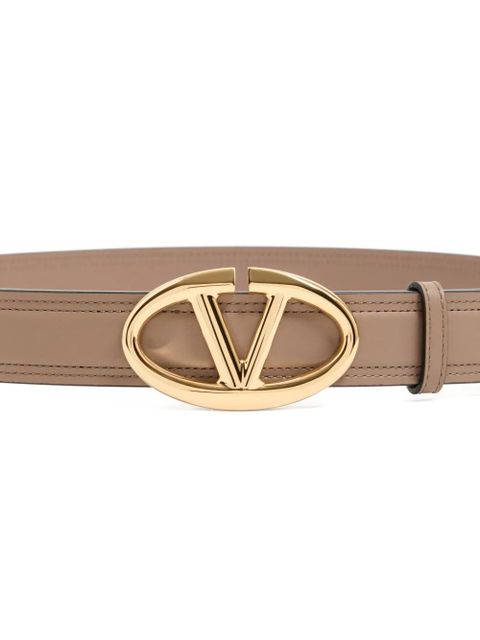 Valentino Garavani VLogo The Bold Edition belt in shiny calfskin 30 mm - Brown