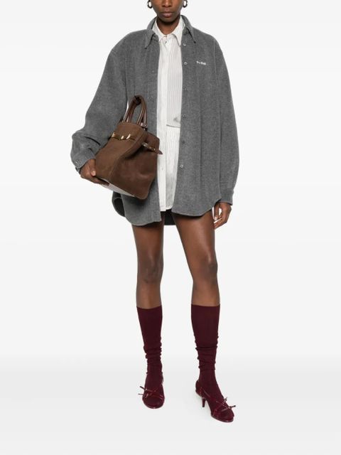 Miu Miu logo-embroidered shirt - Grey