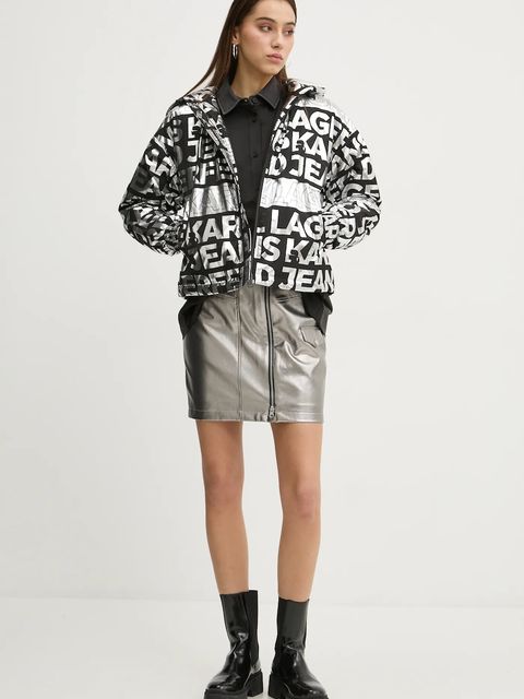 Karl Lagerfeld Jeans spódnica kolor srebrny mini rozkloszowana A1W12013 - zdjęcie produktu nr 2