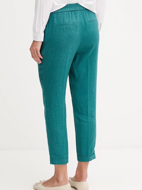 United Colors of Benetton spodnie lniane damskie kolor zielony proste high waist 4AGHDF079 - zdjęcie produktu nr 2