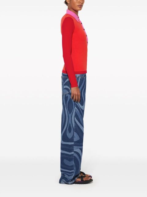 PUCCI colour-block knitted polo shirt - Red