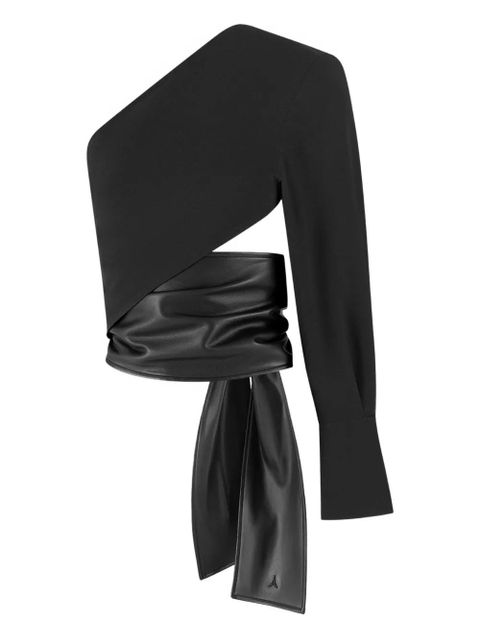 Manière De Voir Coralie one-sleeve leather wrap top - Black - zdjęcie produktu nr 1