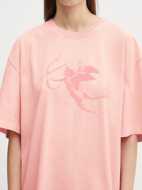 Fiorucci t-shirt bawełniany Print Boxy Fit damski kolor różowy U02SPTSH103CJ01PN02