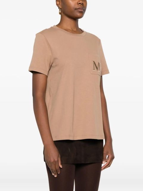 Max Mara logo-embroidered pocket T-shirt - Neutrals