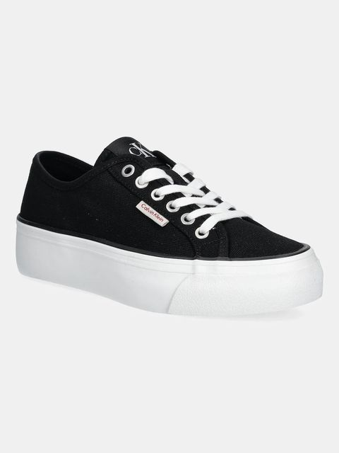 Calvin Klein Jeans tenisówki VULC FLATFORM CTN LOGO TAG kolor czarny YW0YW01838 - zdjęcie produktu nr 1
