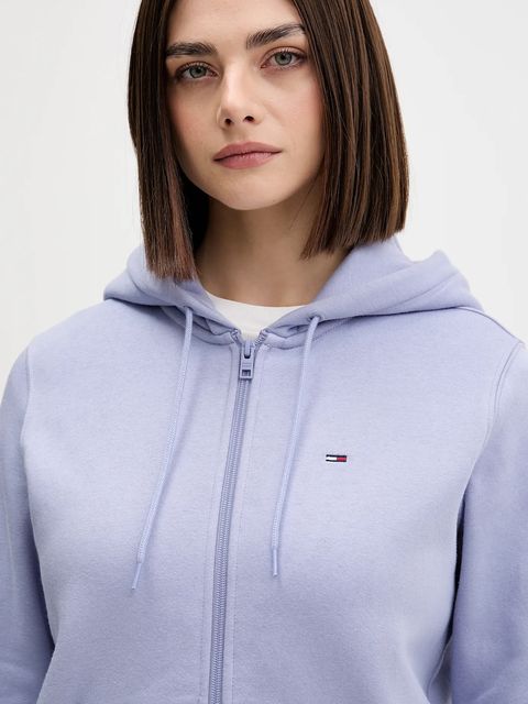 Tommy Jeans bluza damska kolor różowy z kapturem gładka DW0DW19729