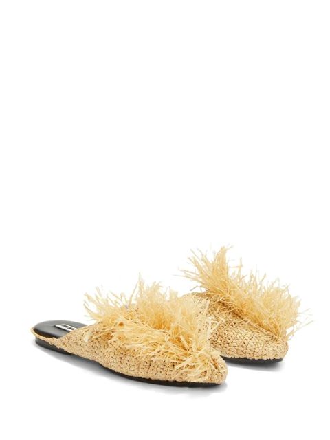 Jil Sander straw-embellished slippers - Neutrals - zdjęcie produktu nr 2