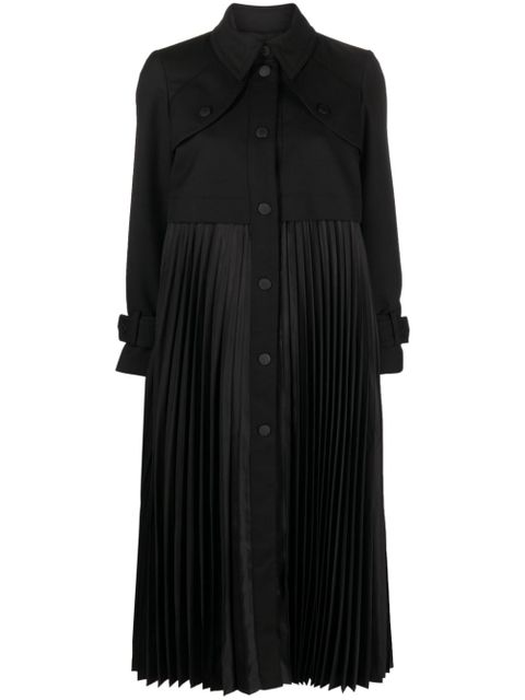 SANDRO pleated gabardine trench coat - Black