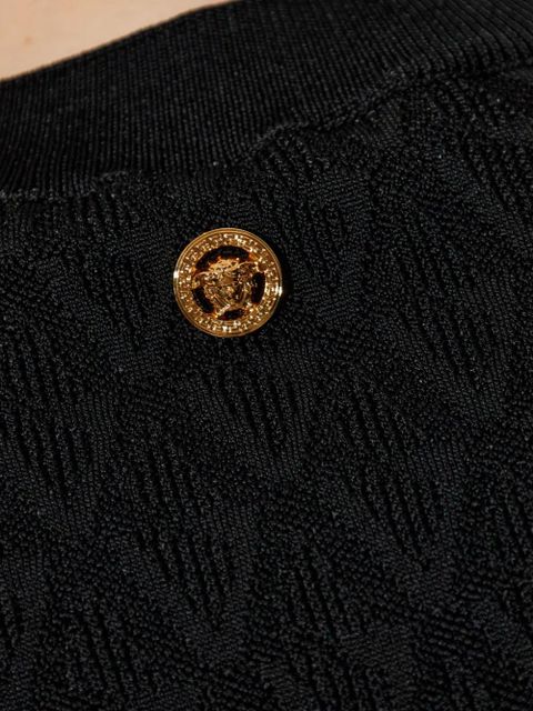 Versace textured short-sleeve top - Black