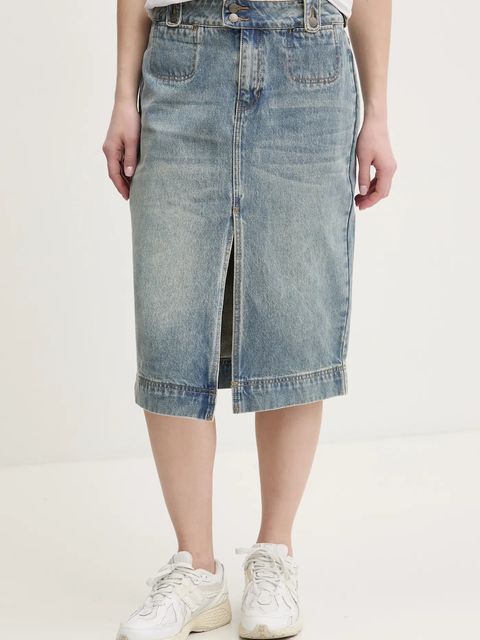 Guess Originals spódnica jeansowa kolor niebieski midi prosta W5RG35 D4XY0 - zdjęcie produktu nr 1