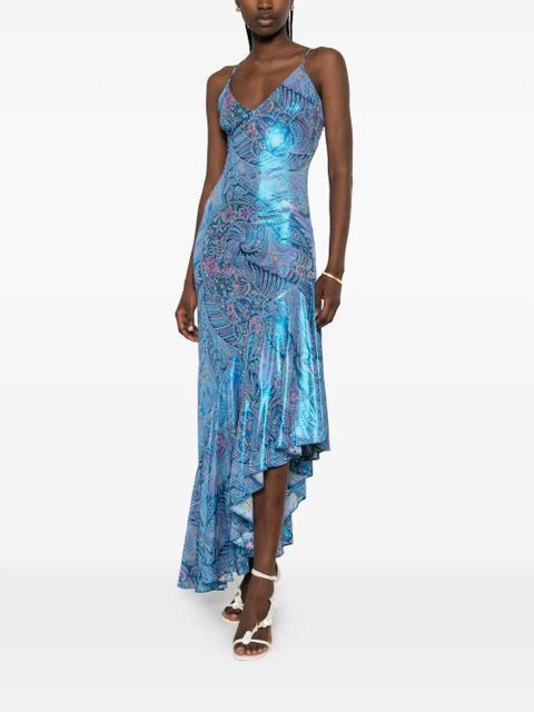 ETRO paisley ruffled midi dress - Blue - zdjęcie produktu nr 2