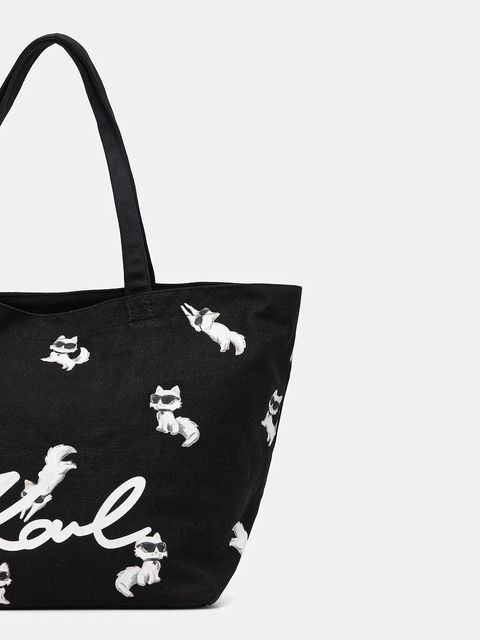 Karl Lagerfeld torebka bawełniana IKON kolor czarny B1W50053