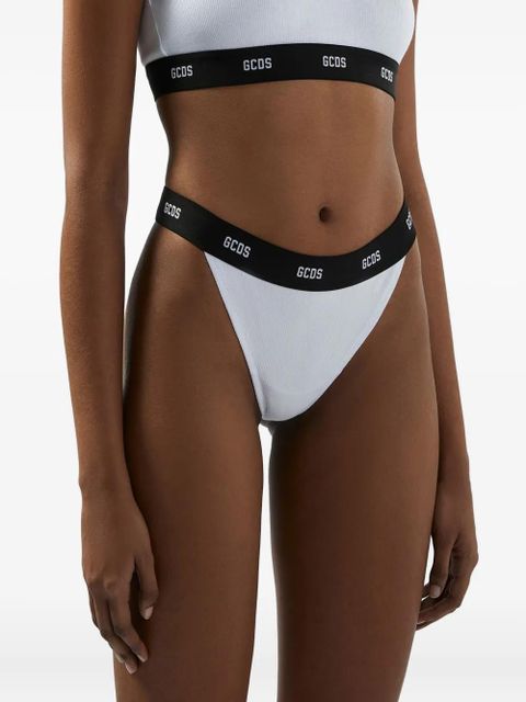 GCDS ribbed logo thong - White