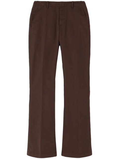 RE/DONE pressed-crease cotton-blend flared trousers - Brown - zdjęcie produktu nr 1