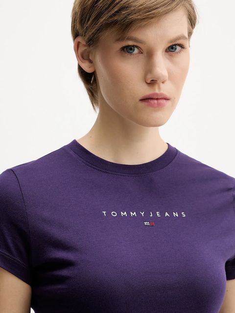 Tommy Jeans t-shirt bawełniany damski kolor fioletowy DW0DW21550