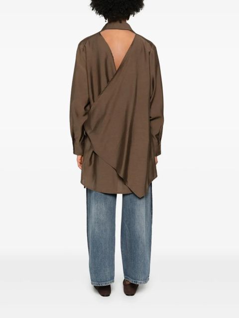 Eleh pleated button-front shirt - Brown