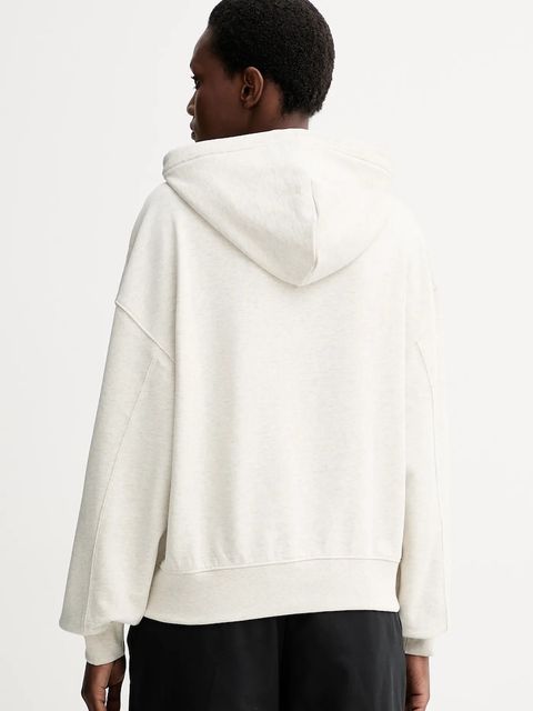 Calvin Klein bluza bawełniana damska kolor beżowy z kapturem z aplikacją LV044C210G